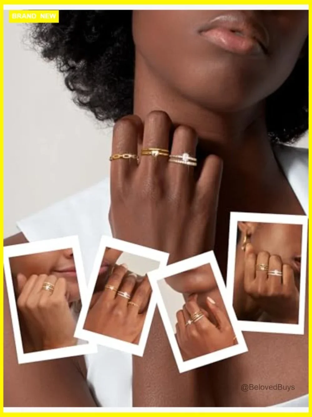 5Pcs Dainty Stackable Rings 14K Gold Plated CZ Stacking Rings Set Sizes 5-10